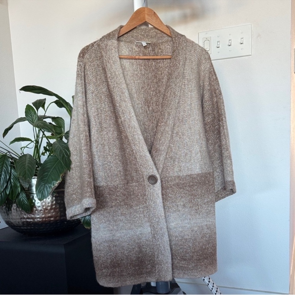Fashion Bug Wool Blend Knit Sweater Cardigan Sz XL Neutral Earth Fall One Button